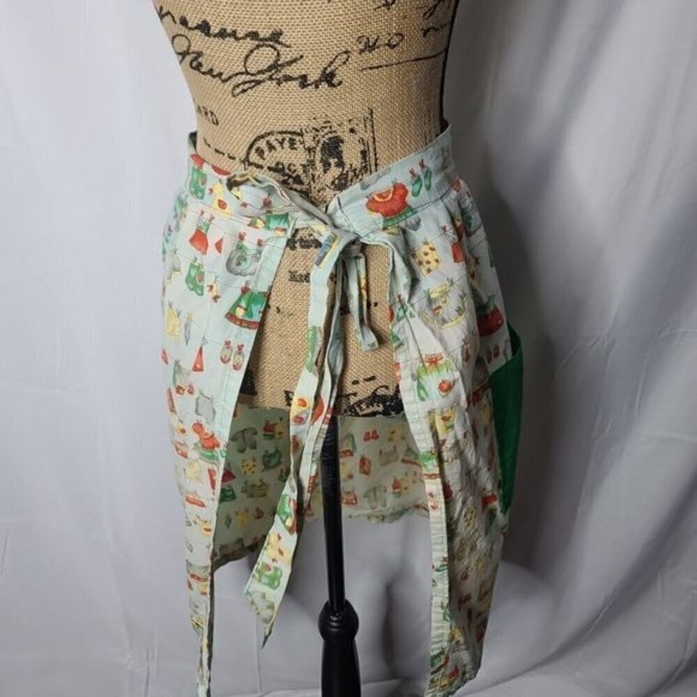 Vintage Half Waist Retro Printed Grannycore Kitchen Apron - Picture 4 of 9